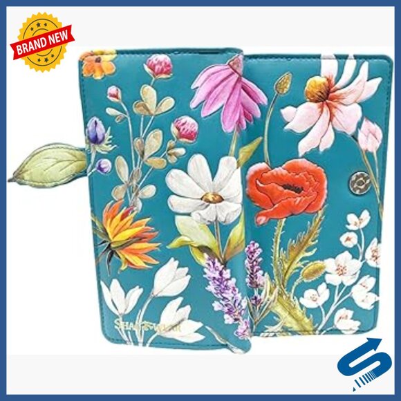 Paladina Wallet - Fleur de Jardin – Patricia Nash Large Vegan Leather Wallet with Floral Design, Magnetic Closure, Card Slots